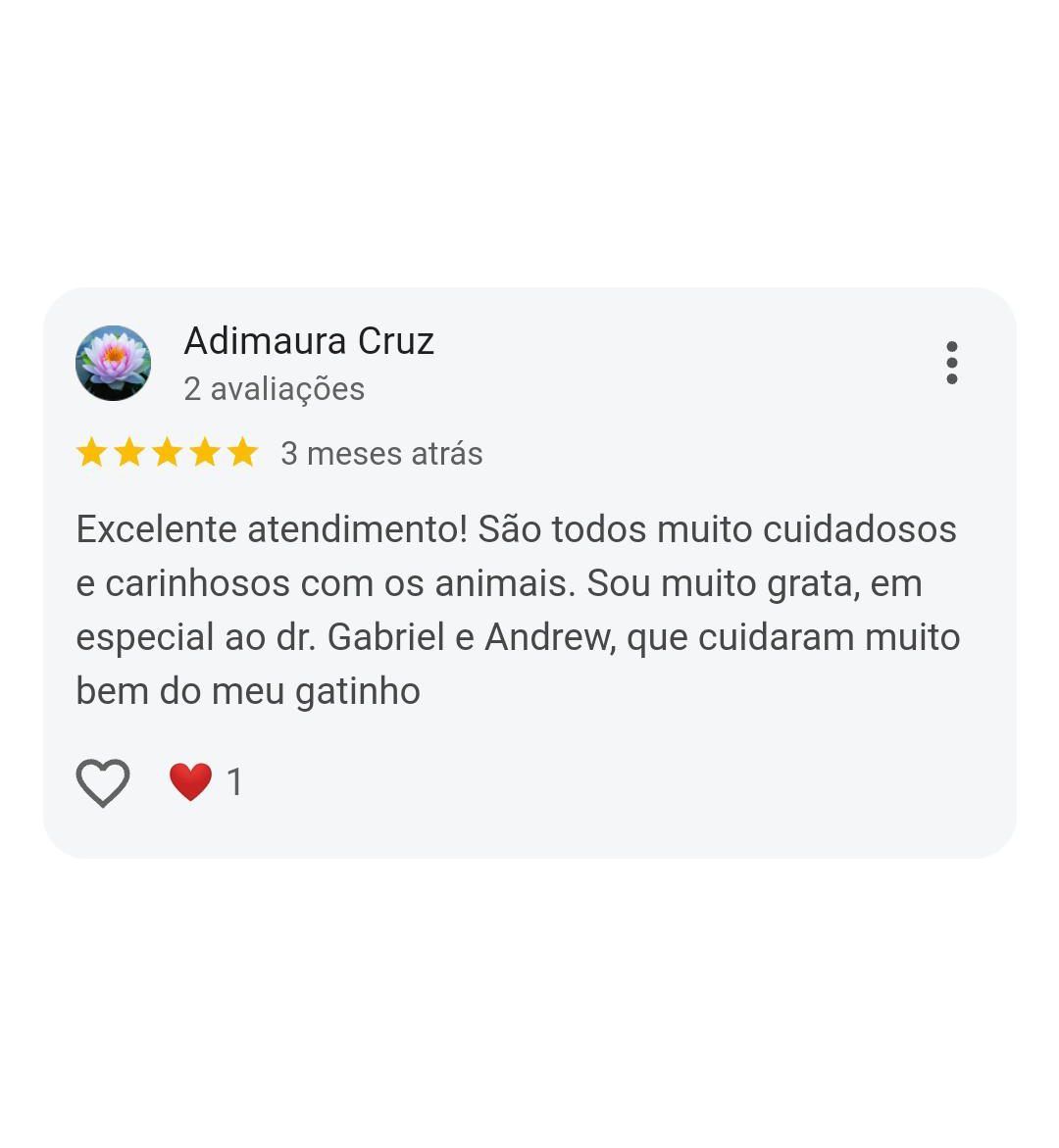 Avaliação Adimaura Cruz — 5 estrelas